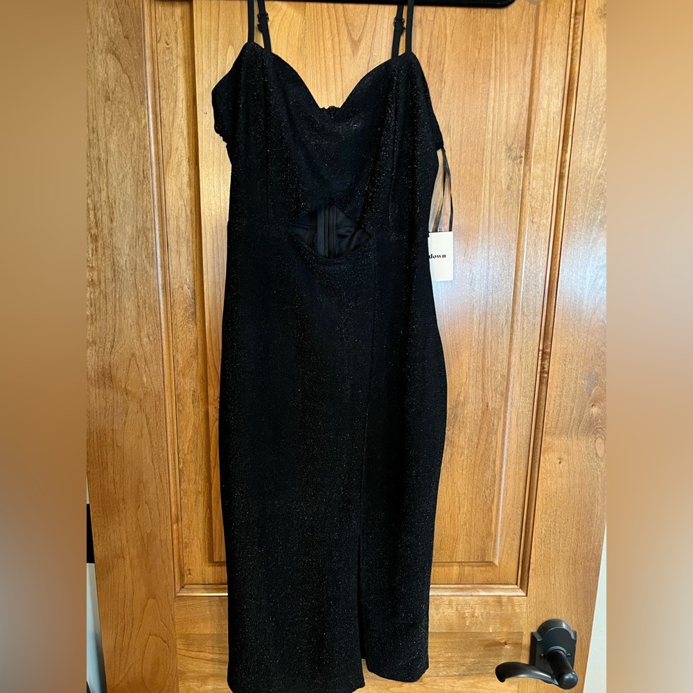 NWT. Black sparkle cut out dress. Super down.